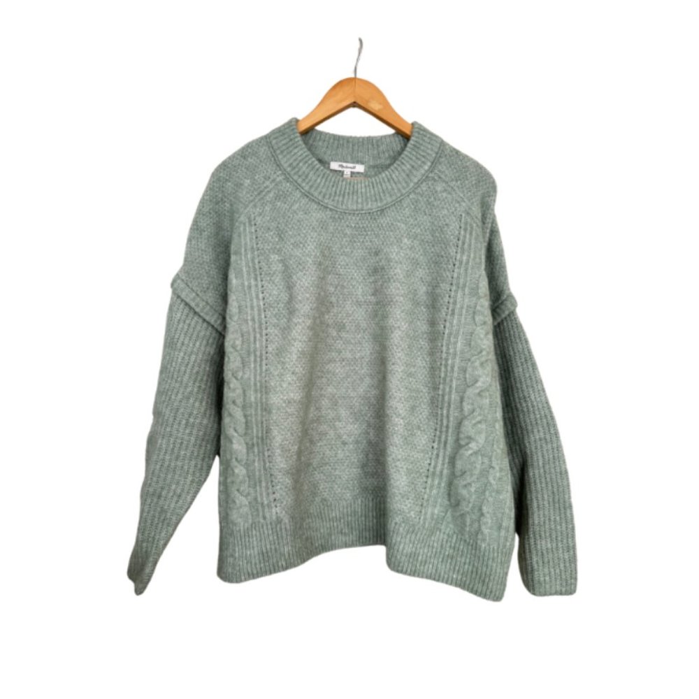 Madewell Cable Havener Pullover Sweater Sage Green Large